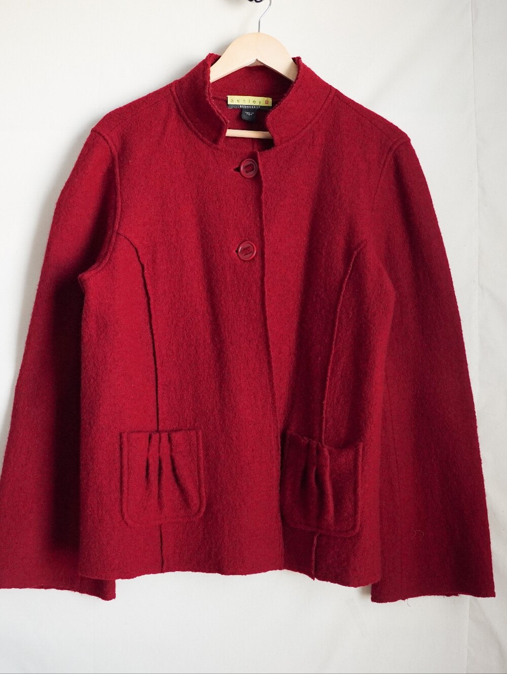 Ashley B Bernardo Red Wool Jacket Large Vintage Y2K